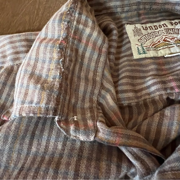 London Fog Outdoors Unlimited Mens Plaid Button Down Shirt Brown size Medium - Picture 5 of 11